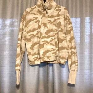 Tan and cream Old Navy quarter zip up in size extra small.